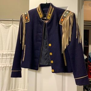 Vintage Diamond Leathers wool beaded fringe jacket